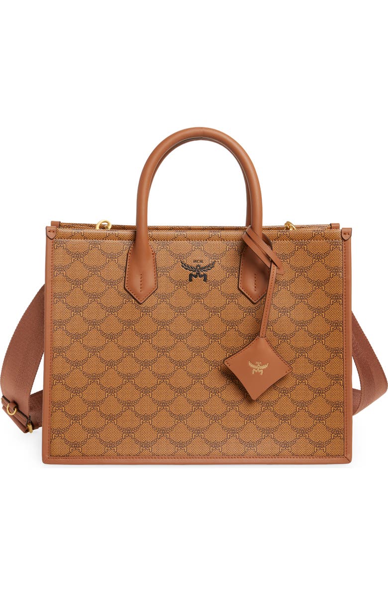 MCM Medium Himmel Lauretos Coated Canvas Tote, Main, color,