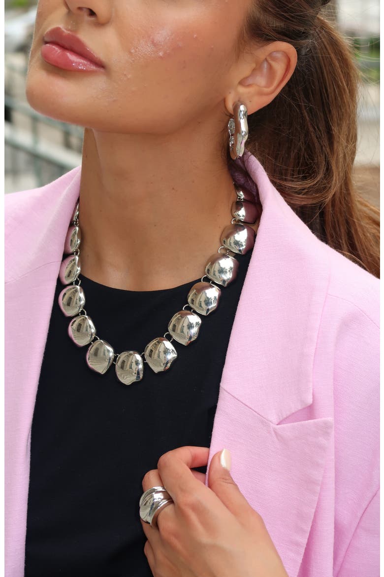 Molten Orb Collar Necklace, Alternate, color, GOLD