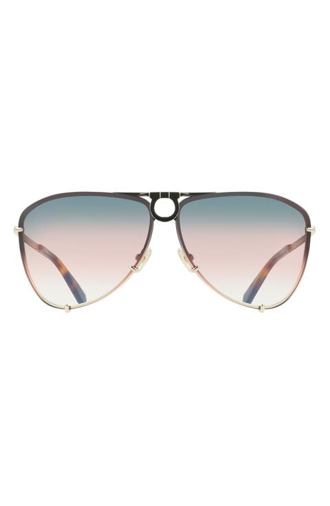 Gancini 66mm Gradient Oversize Aviator Sunglasses