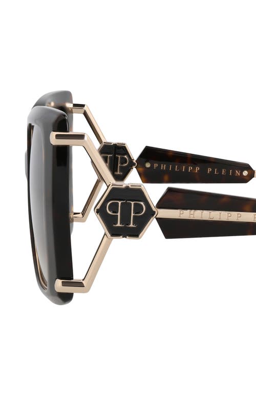 Philipp Plein Square-frame Acetate Sunglasses With Saddle Nose Bridge In Brown