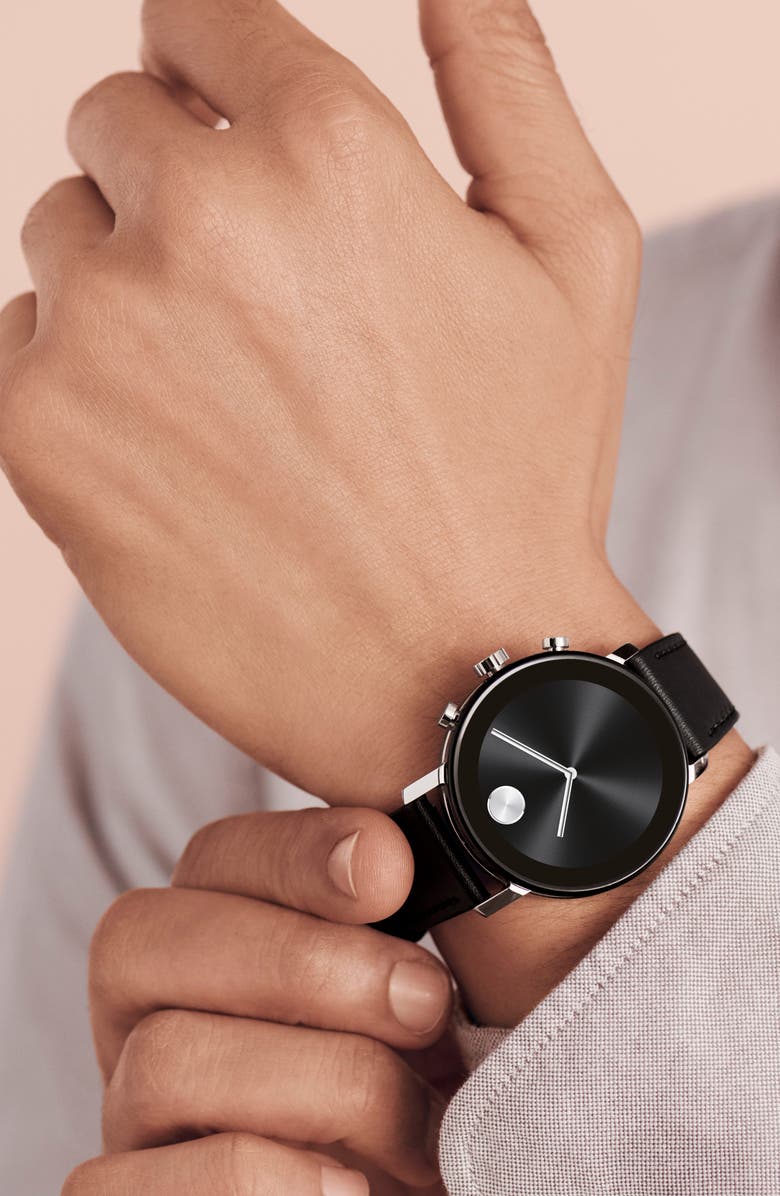 Movado Bold Connect 2.0 Leather Strap Smart Watch, 40mm, Alternate, color, 