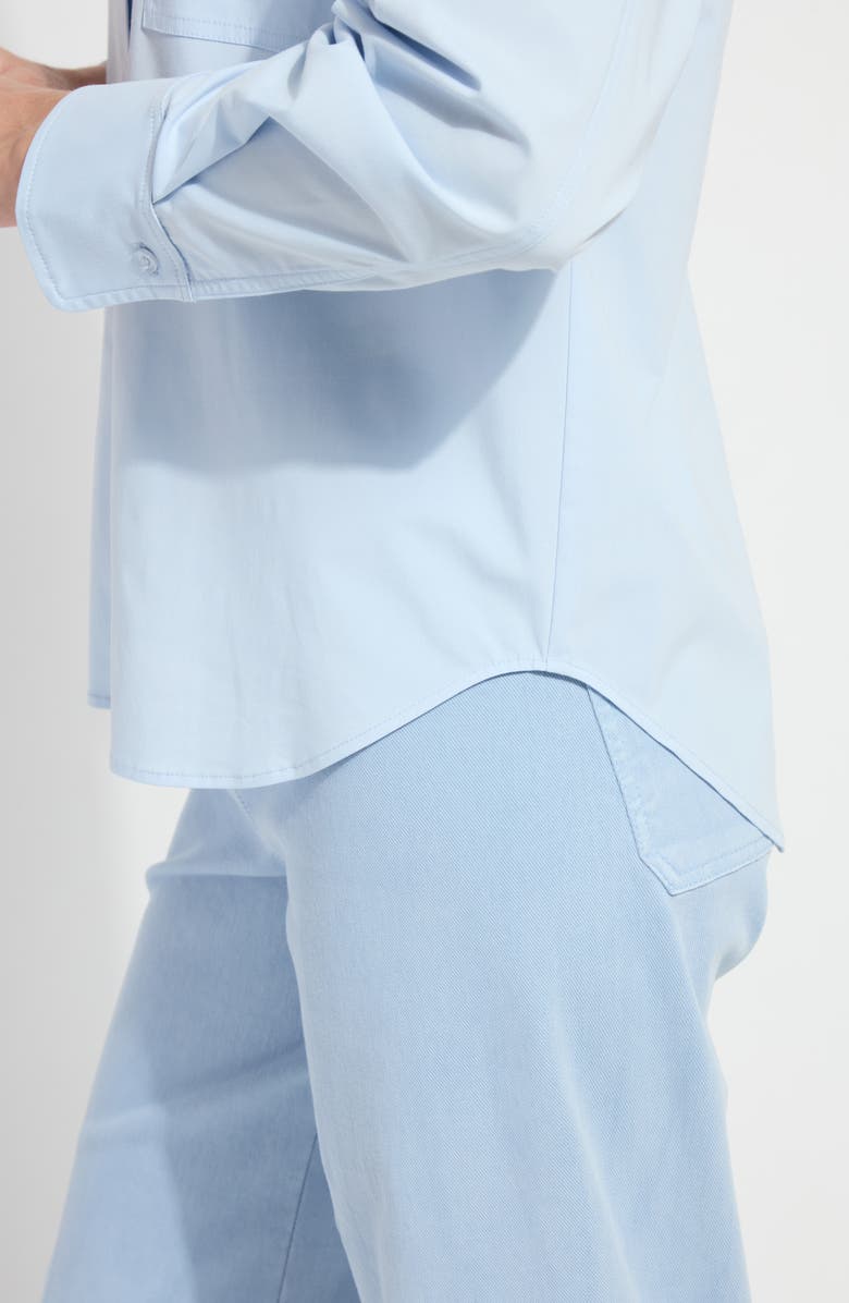 Lysse Tulsi Funnel Neck Button-Up Shirt, Alternate, color, Chalk Blue