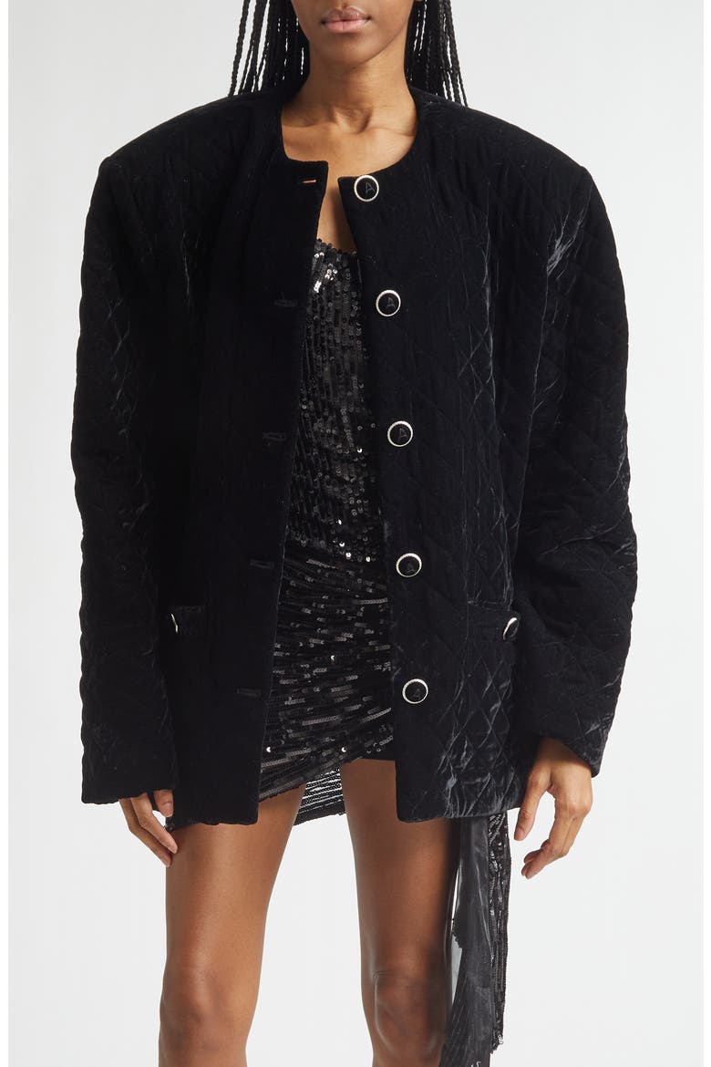 Quilted Velvet Lady Jacket, Main, color, BLACK