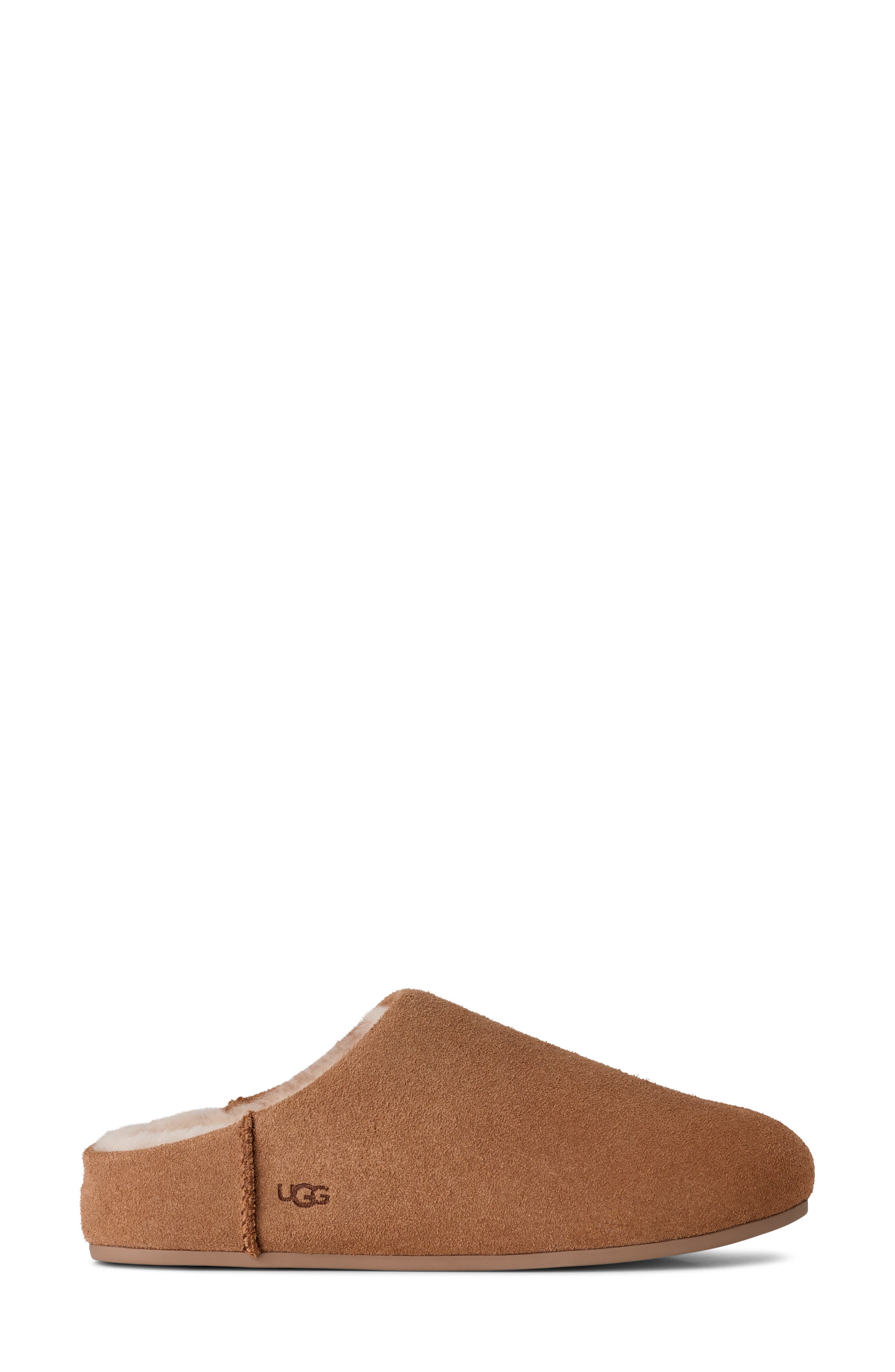 Elea Waterproof Suede Slipper, Alternate, color, CHESTNUT