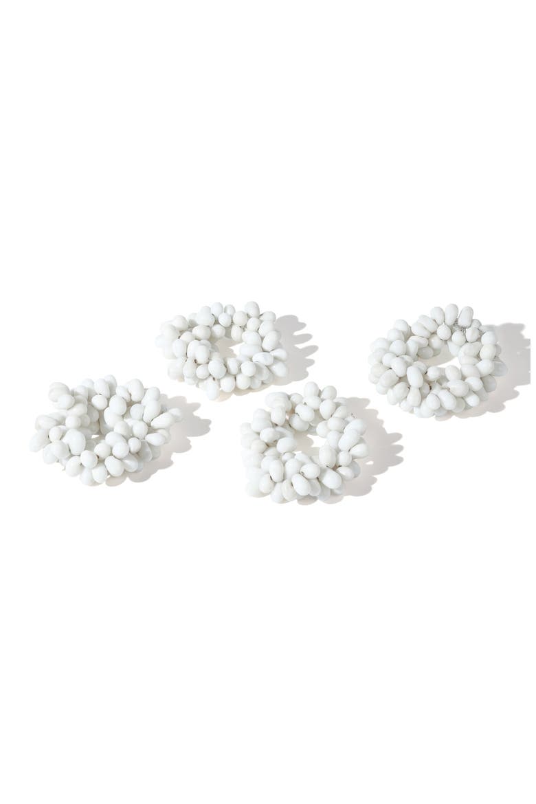 Sculpted Cloud Cluster Set of 4 Napkin Rings, Main, color, WHITE