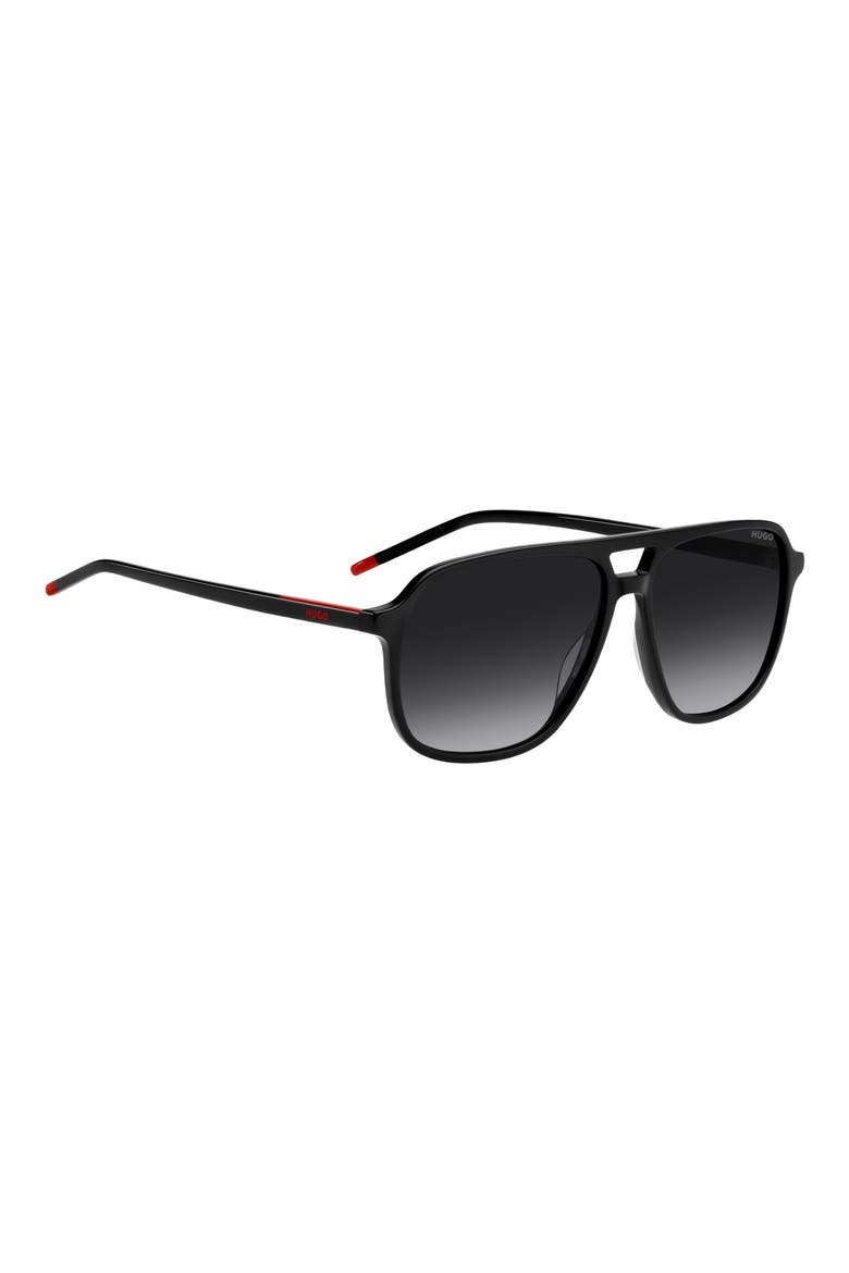 58mm Square Sunglasses, Alternate, color, BLACK/ DARK GREY SF