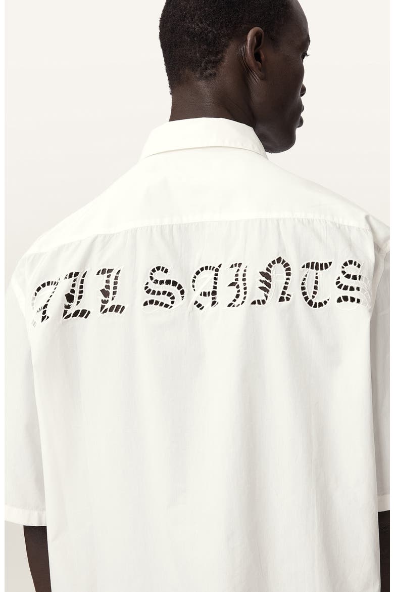 Field Eyelet Detail Short Sleeve Button-Up Shirt, Alternate, color, WHITE