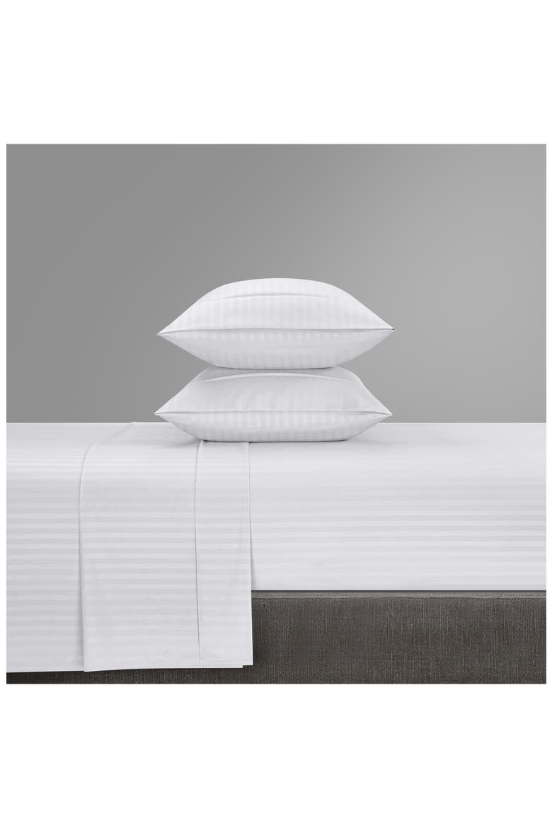 Sarina Solid with Stripe Sheet Set - Twin, Alternate, color, WHITE