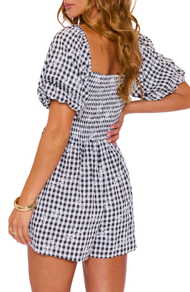 VICI Collection Gigi Gingham Puff Sleeve Romper, Alternate, color, 