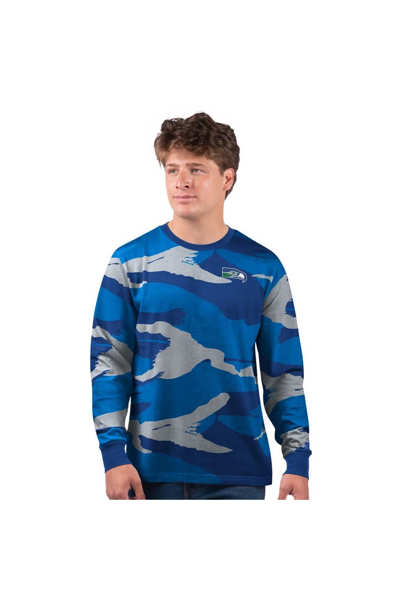 STARTER Men's Starter Royal/Gray Seattle Seahawks Thursday Night Gridiron Vintage Logo Long Sleeve T-Shirt, Alternate, color, Royal