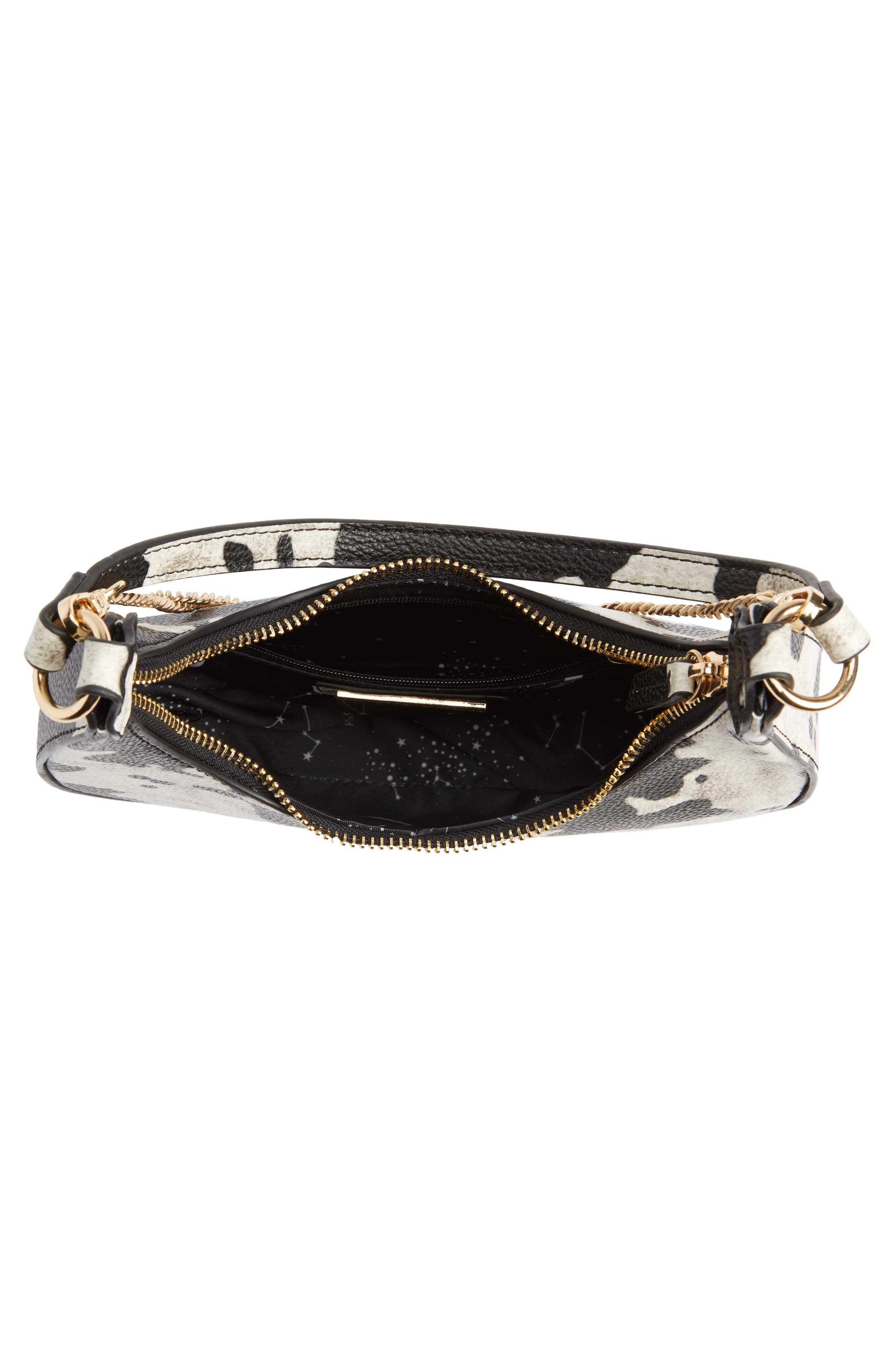 Malibu Skye Dara Cow Print Mini Crescent Shoulder Bag, Alternate, color, 