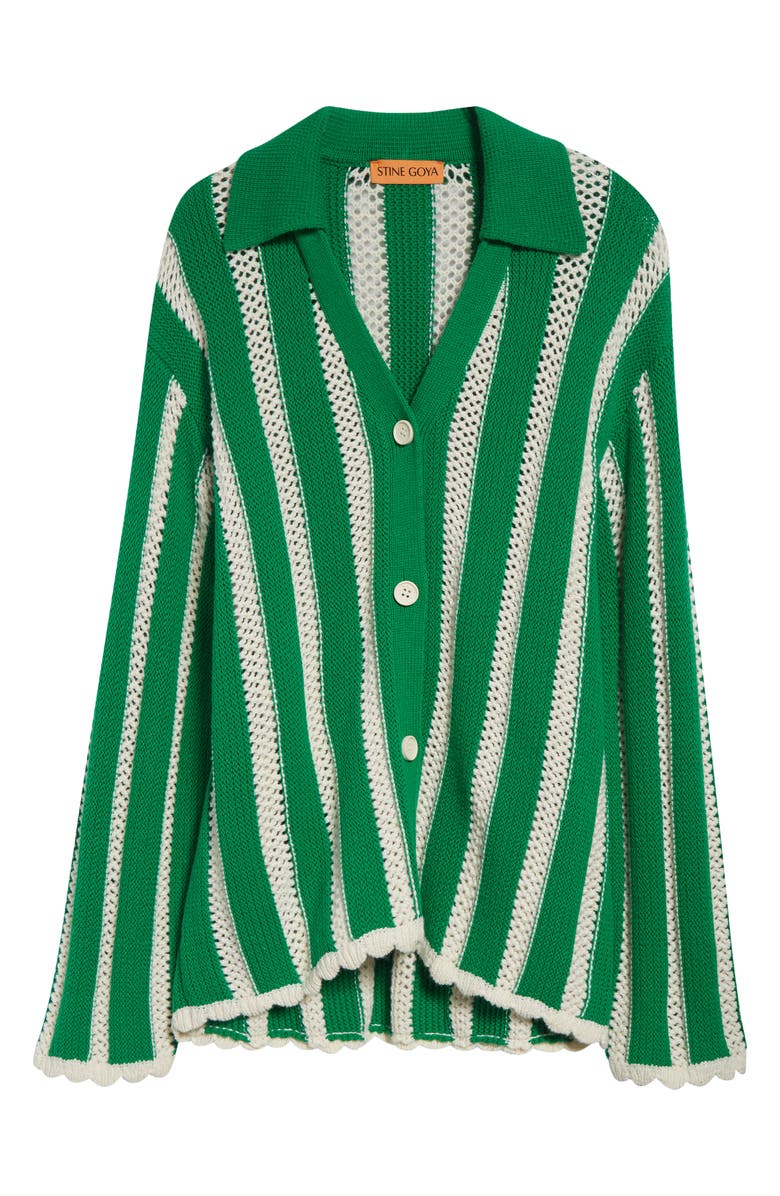 Stine Goya Stripe Knit Cardigan, Alternate, color, Green Stripes