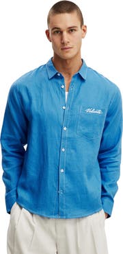 Cotton On Men's Relaxed Linen Long Sleeve Shirt