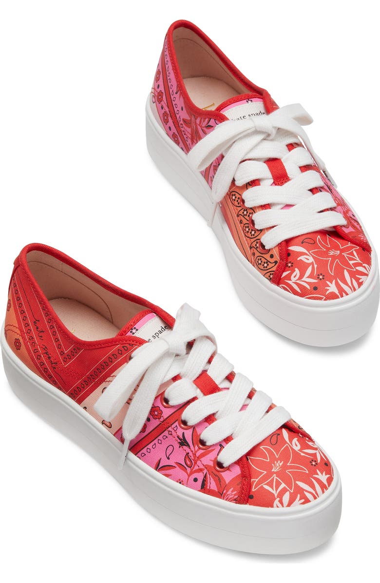 Kate Spade New York serve bandana patchwork platform sneaker, Alternate, color, Pink Multi