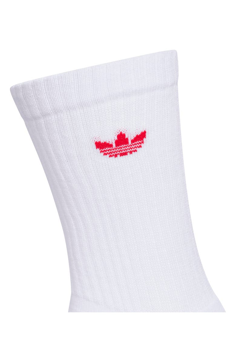 adidas Gender Inclusive Originals Assorted 3-Pack Crew Socks, Alternate, color, White/ Scarlet/ Yellow
