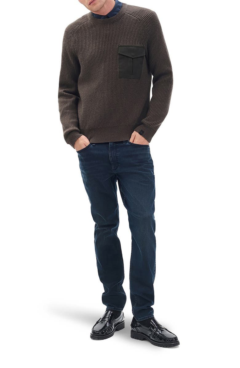 rag & bone Walker Mixed Media Wool Blend Sweater, Alternate, color, Bark
