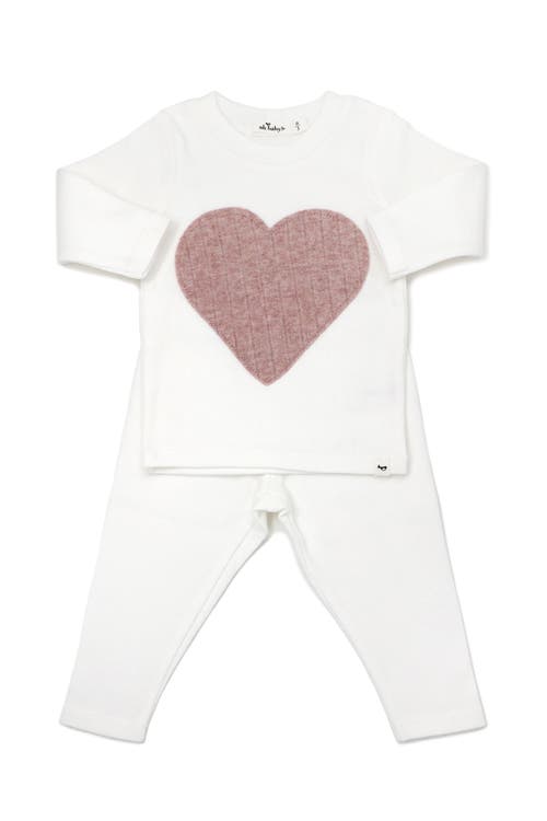 OH BABY OH BABY! RIBBED BLUSH HEART LONG SLEEVE TWO PIECE SET