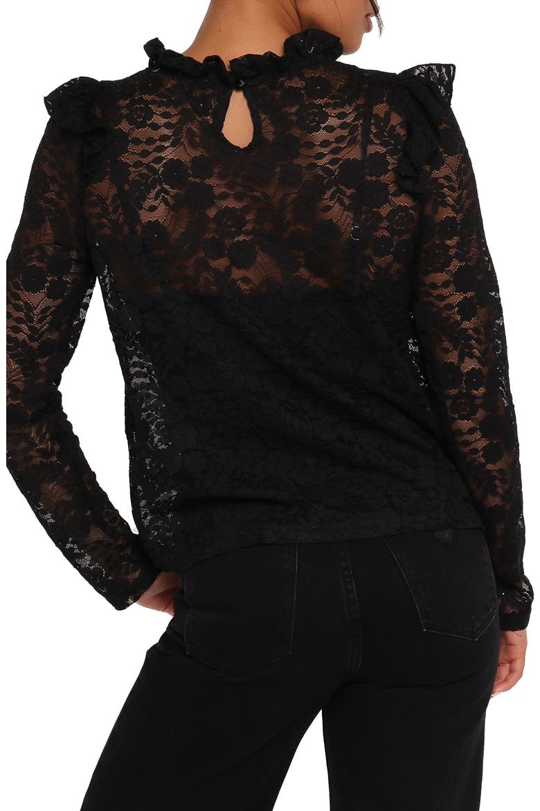 Lettie Lace Long Sleeve Top, Alternate, color, BLACK