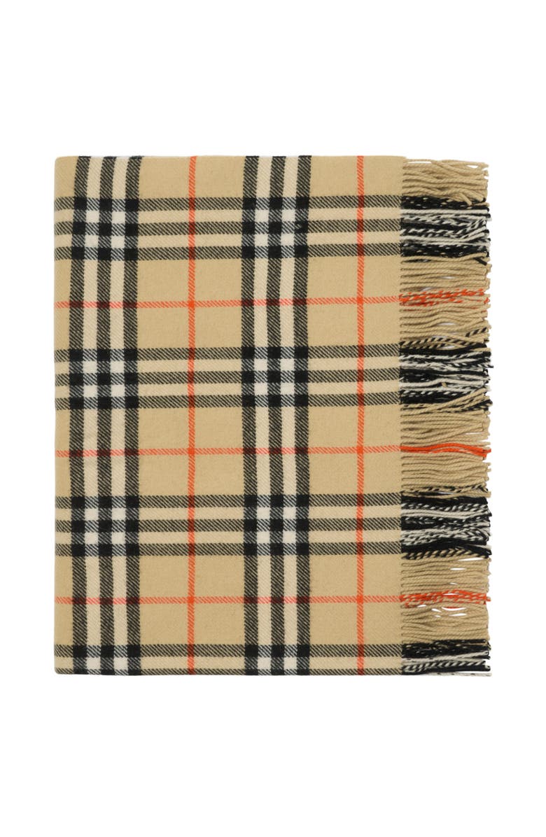 Burberry Check Wool Cashmere Blanket, Main, color, Sand