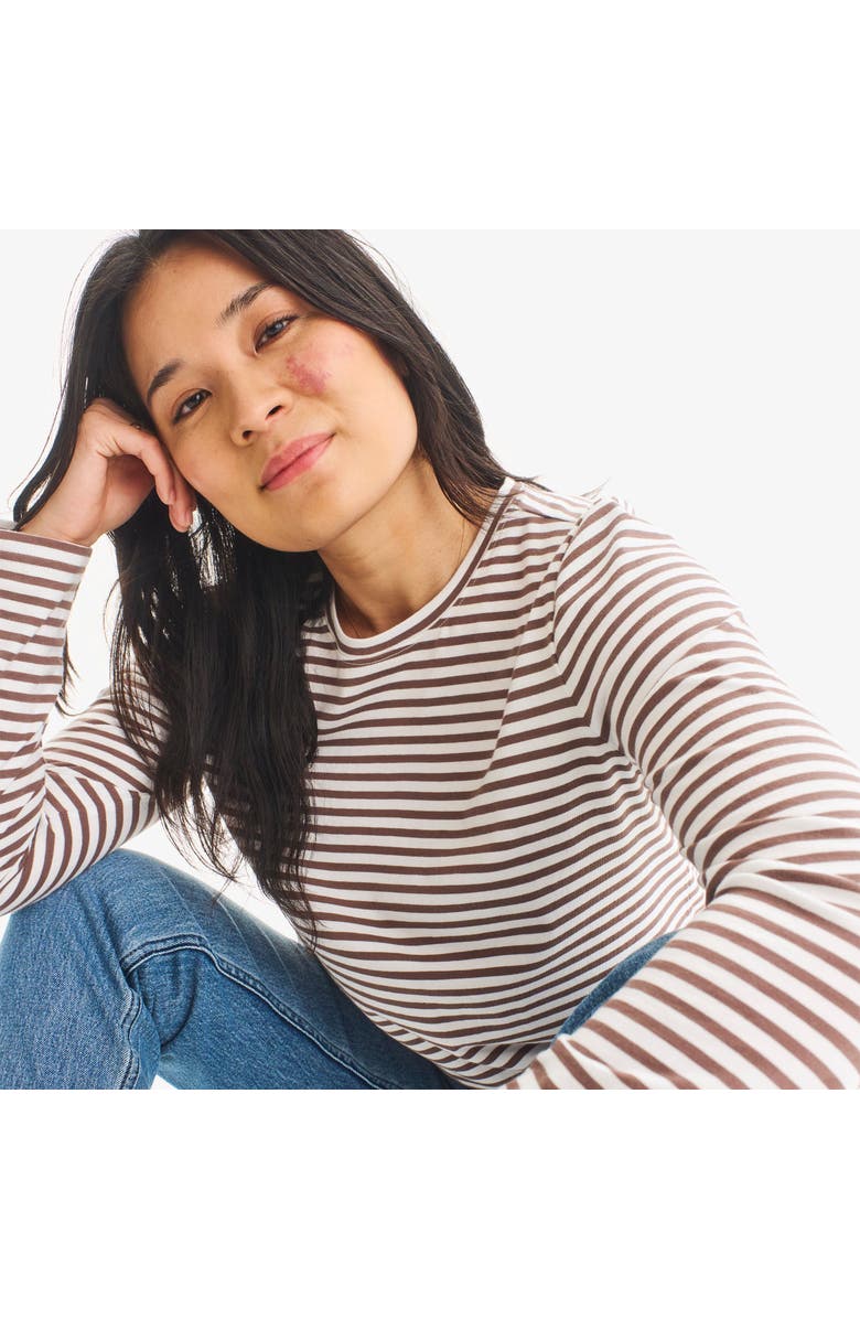 Primary Adult Long Sleeve Everyday Stripe Tee, Alternate, color, Ivory Acorn Stripe