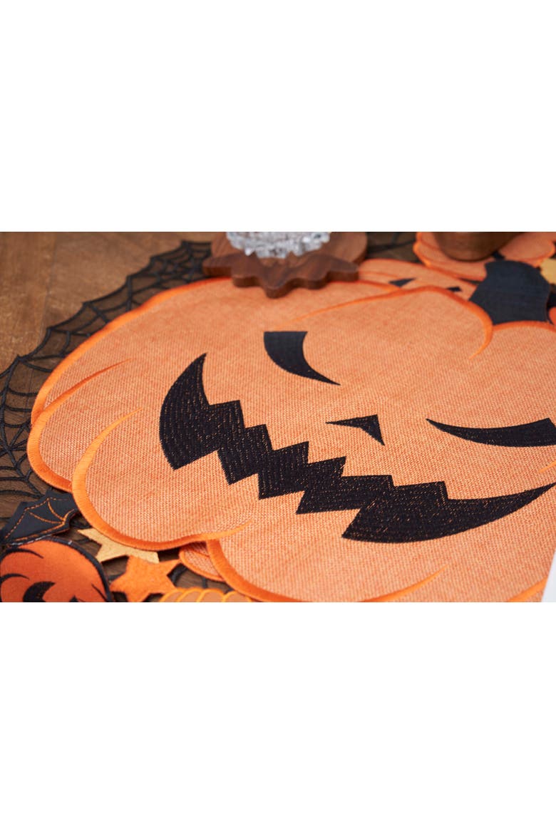 Jack O' Lantern Round Halloween Single Placemat 17", Alternate, color, Orange