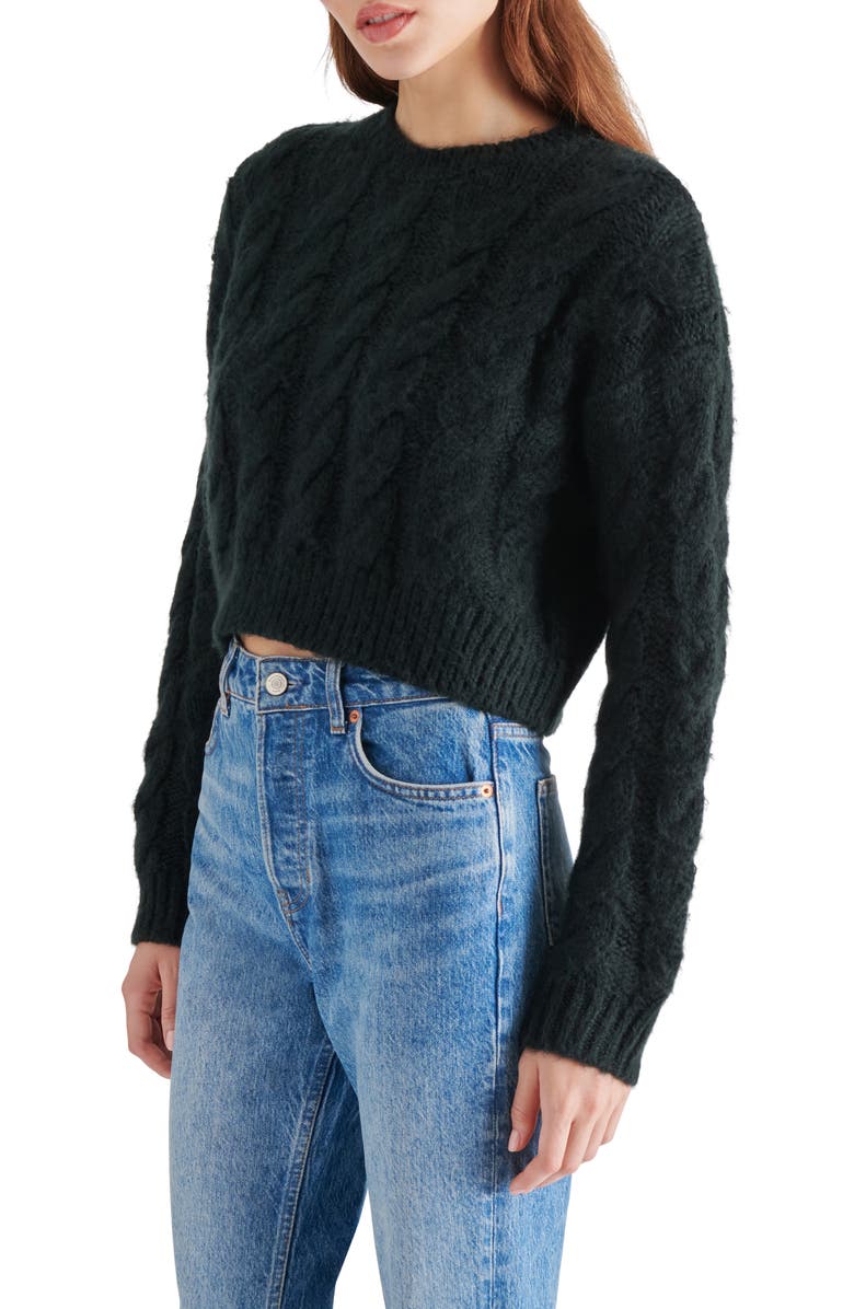 Steve Madden Ceronne Cable Stitch Sweater, Alternate, color, Black