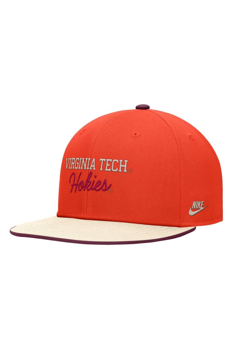 Men's Nike Orange Virginia Tech Hokies Vintage Script Pro Dri-FIT Snapback Hat, Main, color, Orange