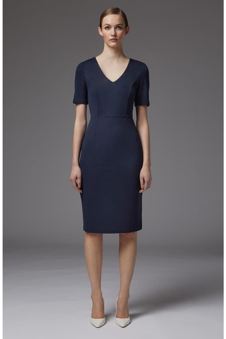 Natasha V-Neck Sheath Dress, Alternate, color, NAVY