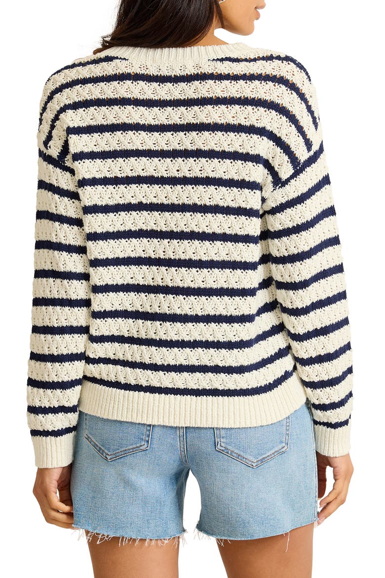 Pebblestone Bay Stripe Cotton Sweater, Alternate, color, COCONUT