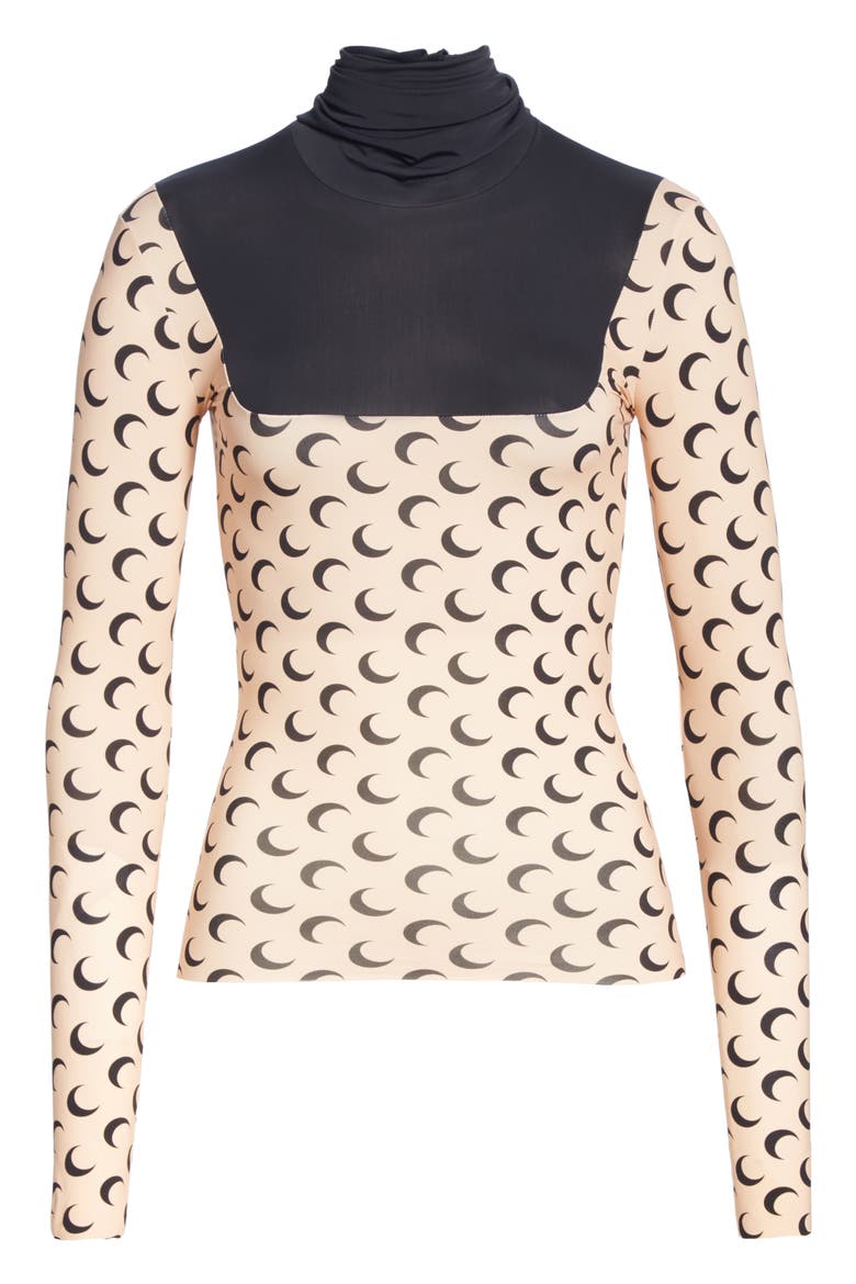 Moon Print Knit Top, Alternate, color, BLACK/ ALL OVER MOON TAN