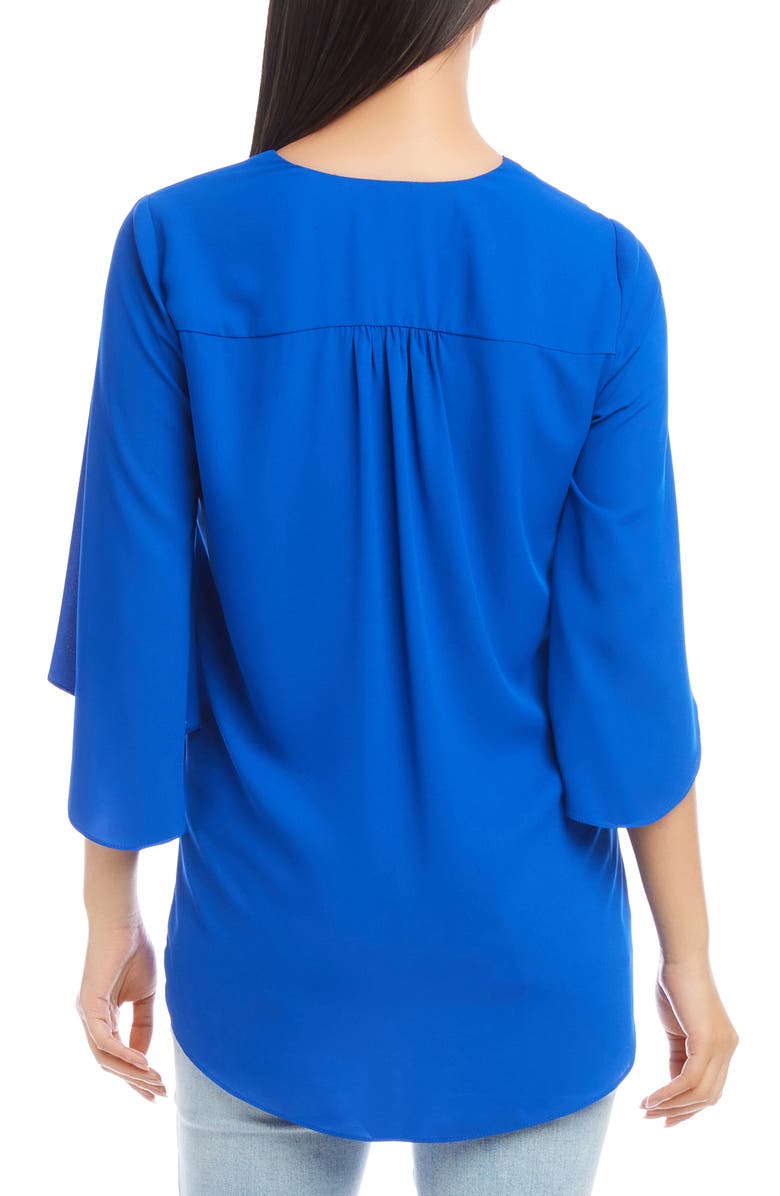 Karen Kane Asymmetric Crepe Faux Wrap Top, Alternate, color, Blue