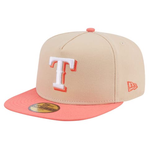 Men's New Era Light Beige/Coral Texas Rangers Two-Tone Color Pack A-Frame 59FIFTY Fitted Hat