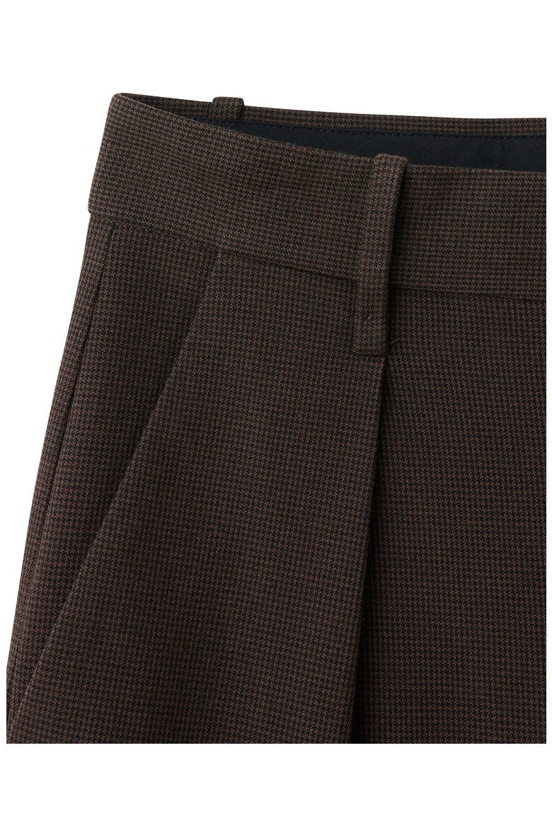 Micro Houndstooth Check Pleated Pants, Alternate, color, BROWN