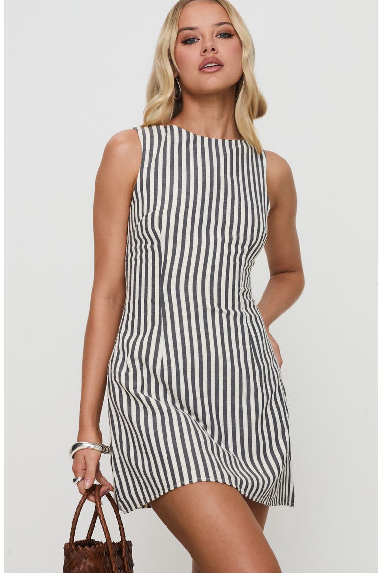 Alfalfa Stripe Cotton Blend Minidress, Alternate, color, GREY STRIPE