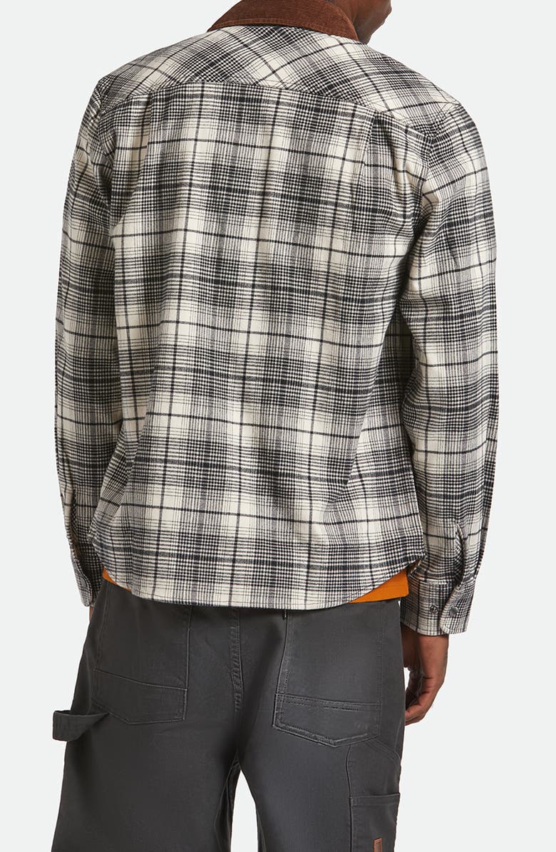 Brixton Builder's Bowery Standard Fit Plaid Flannel Water Repellent Snap-Up Shirt, Alternate, color, Off White/ Black