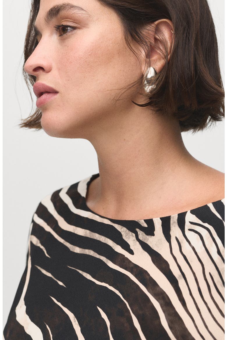 Zebra Print Long Sleeve Dress, Alternate, color, BLACK