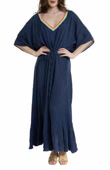 SAACHI Colorful Crochet V-Neck Cover-Up Kaftan