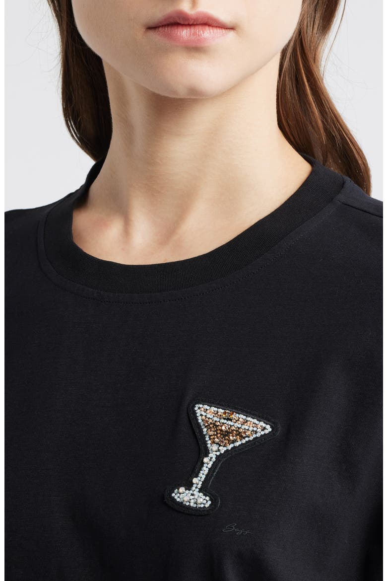 Emason Rhinestone Embellished Cotton Graphic T-Shirt, Alternate, color, BLK