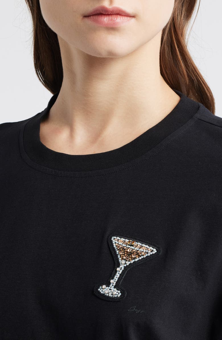 BOSS Orange Emason Rhinestone Embellished Cotton Graphic T-Shirt, Alternate, color, Black