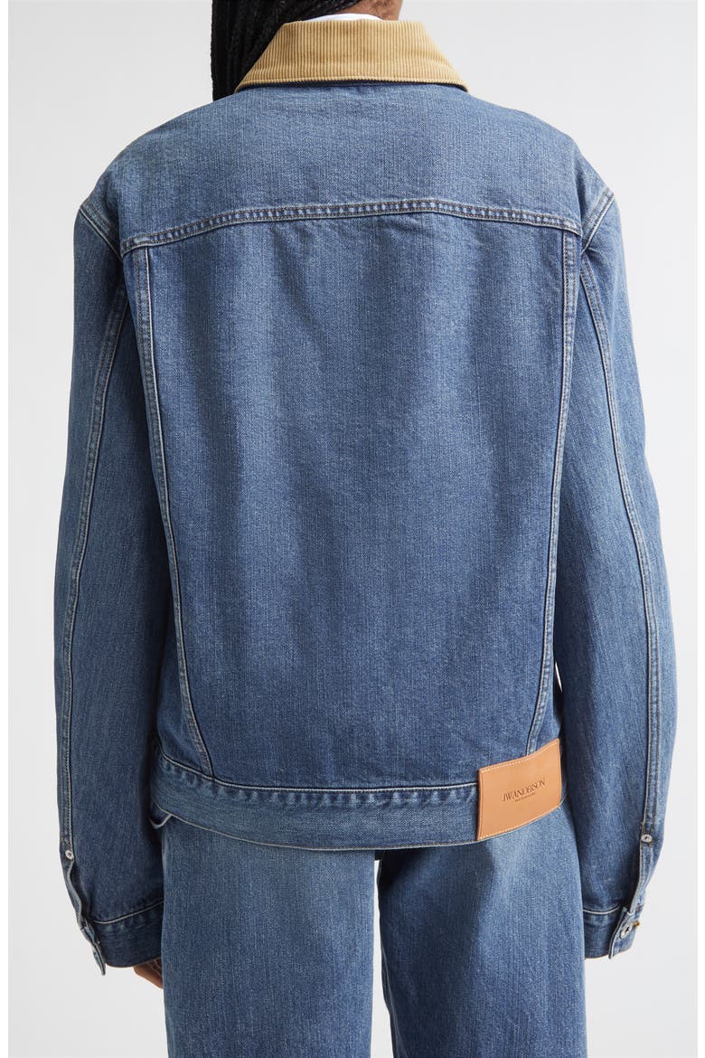 Corduroy Collar Denim Trucker Jacket, Alternate, color, MID BLUE