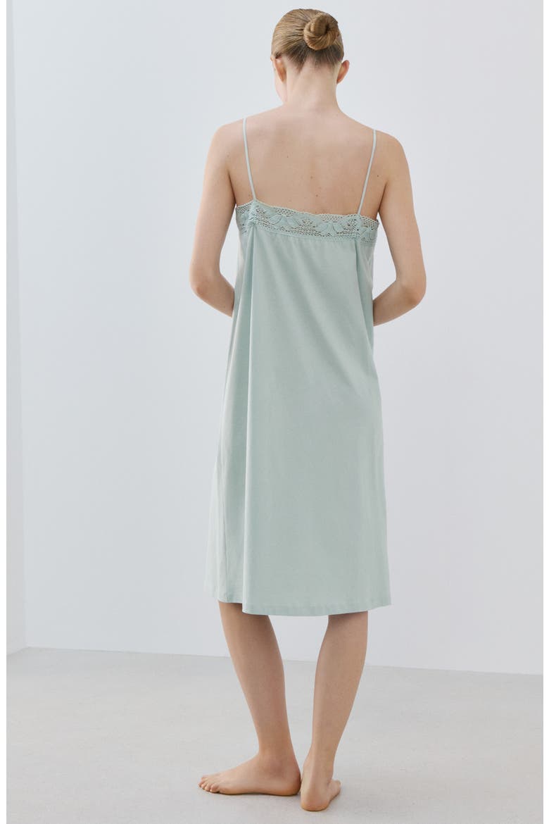 Lace Trim Cotton Nightgown, Alternate, color, MINT GREEN