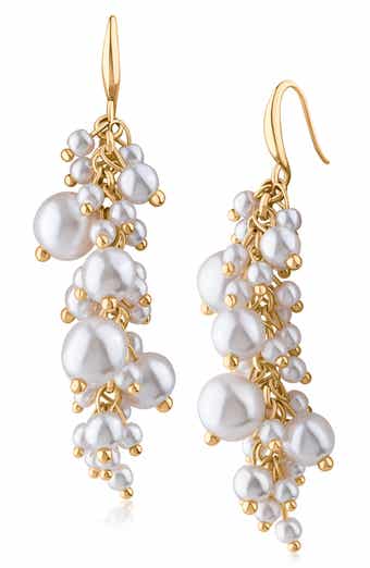Cascading Imitation Pearl Cluster Drop Earrings