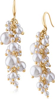 JARDIN Cascading Imitation Pearl Cluster Drop Earrings
