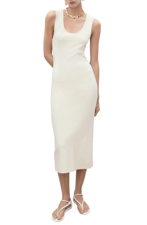 Mango Fitted Midi-dress Ecru In Neutral