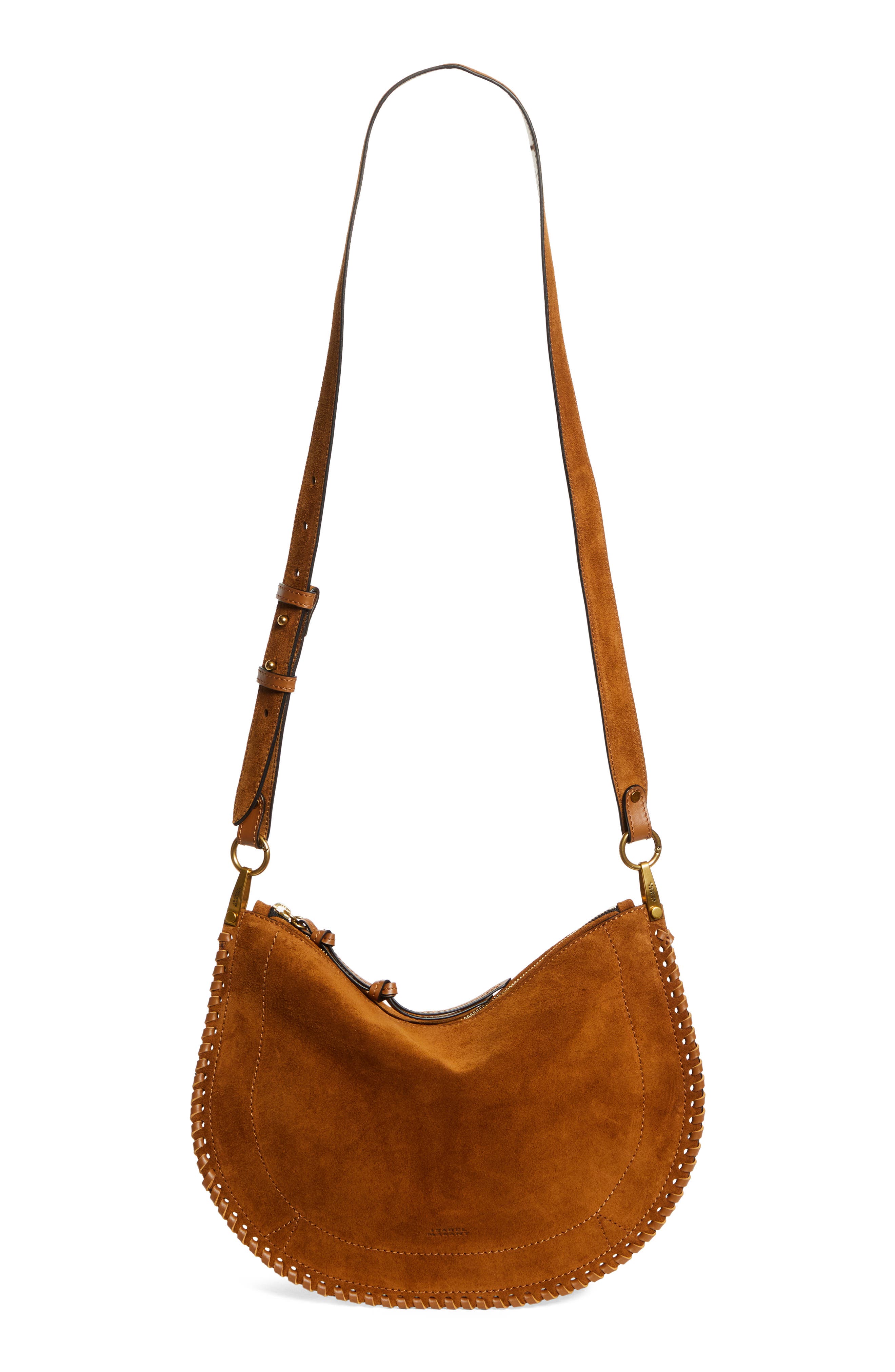 Isabel Marant Oskan Soft Zipped Shoulder Bag, Alternate, color, Cognac
