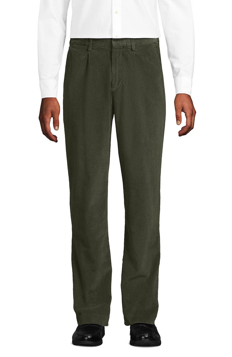 Lands' End Corduroy Comfort Waist Classic Fit Pleated Front Pant, Alternate, color, Forest Moss
