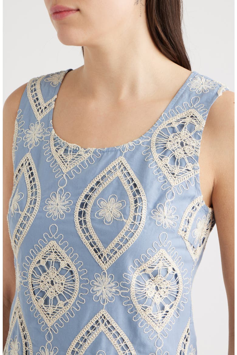 Embroidered Cotton Minidress, Alternate, color, LIGHT BLUE