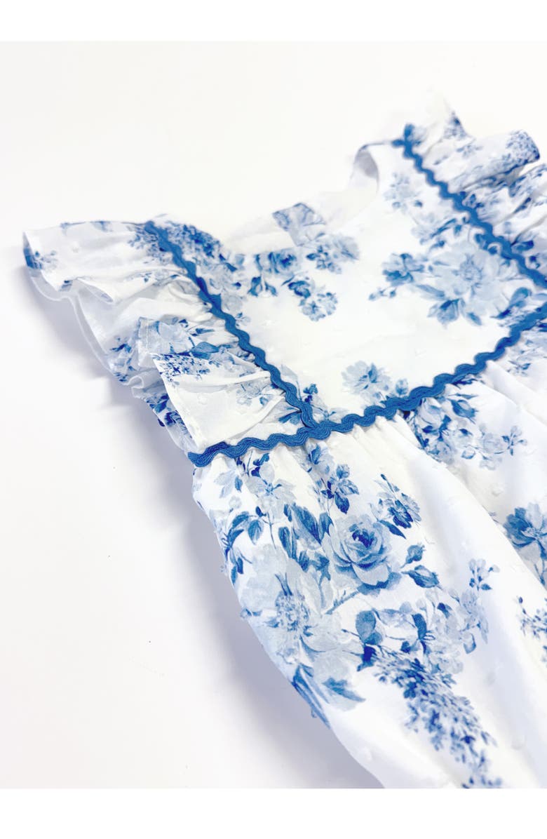 Pippa & Julie Floral Dot Clip Romper, Alternate, color, Blue/ White