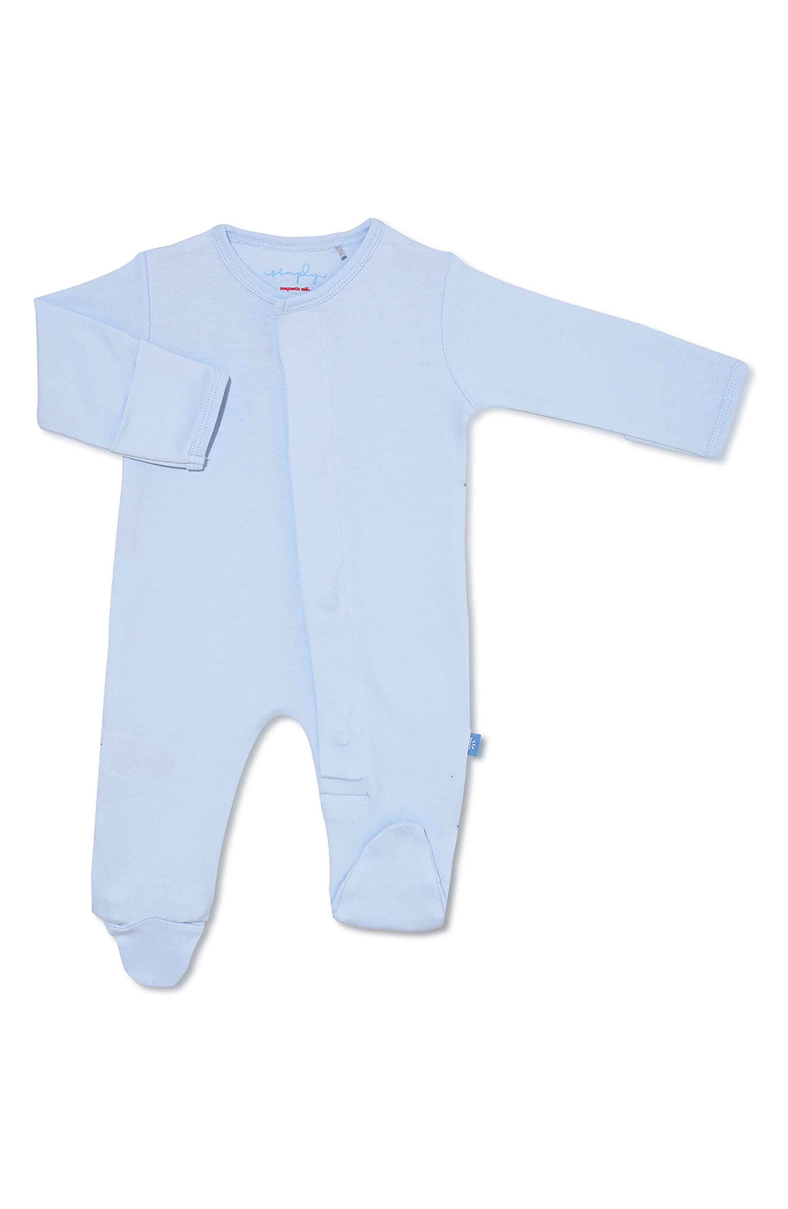 Magnetic Me Simply Soft Baby Blue Organic Cotton Magnetic Closure Footie