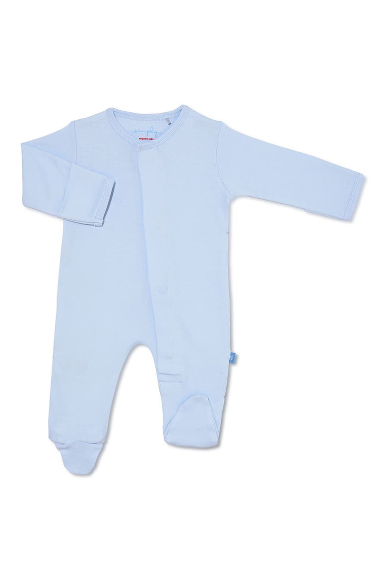 Simply Soft Baby Blue Organic Cotton Magnetic Closure Footie, Main, color, SOFT BABY BLUE